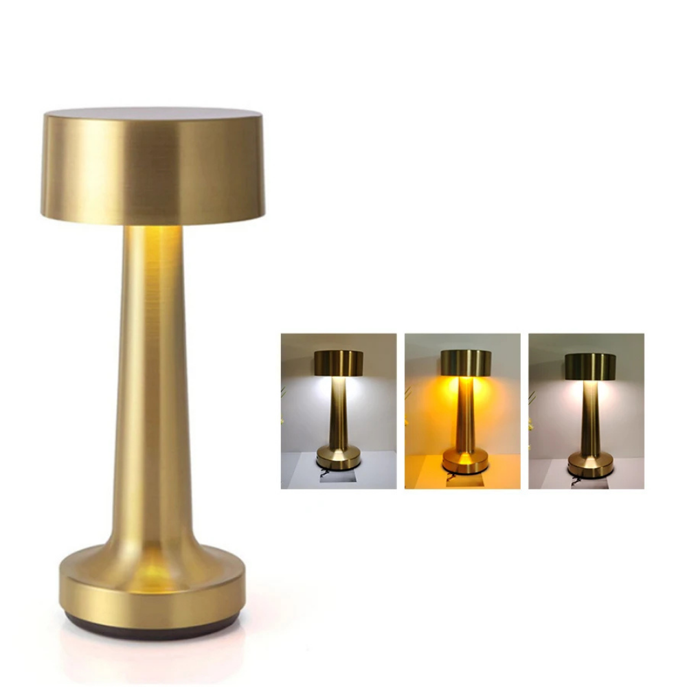 Lampe dorée champignon vintage rond