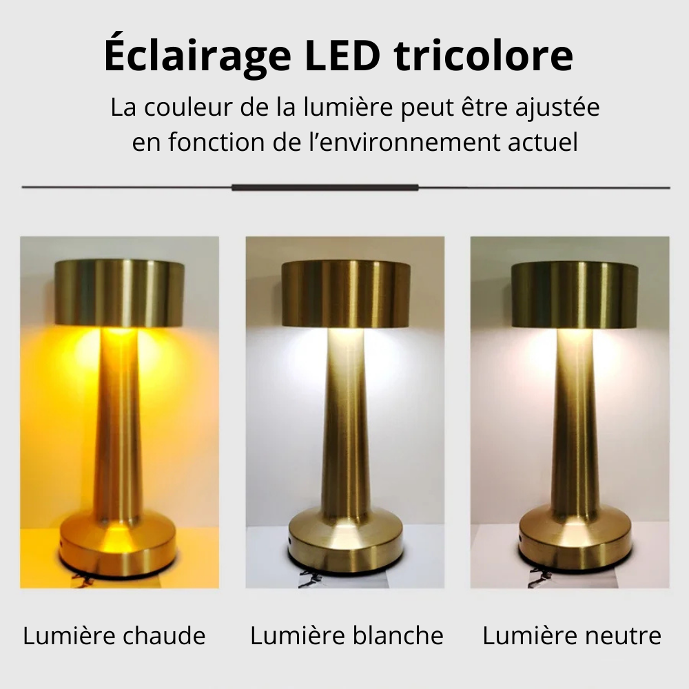 Lampe dorée champignon vintage rond