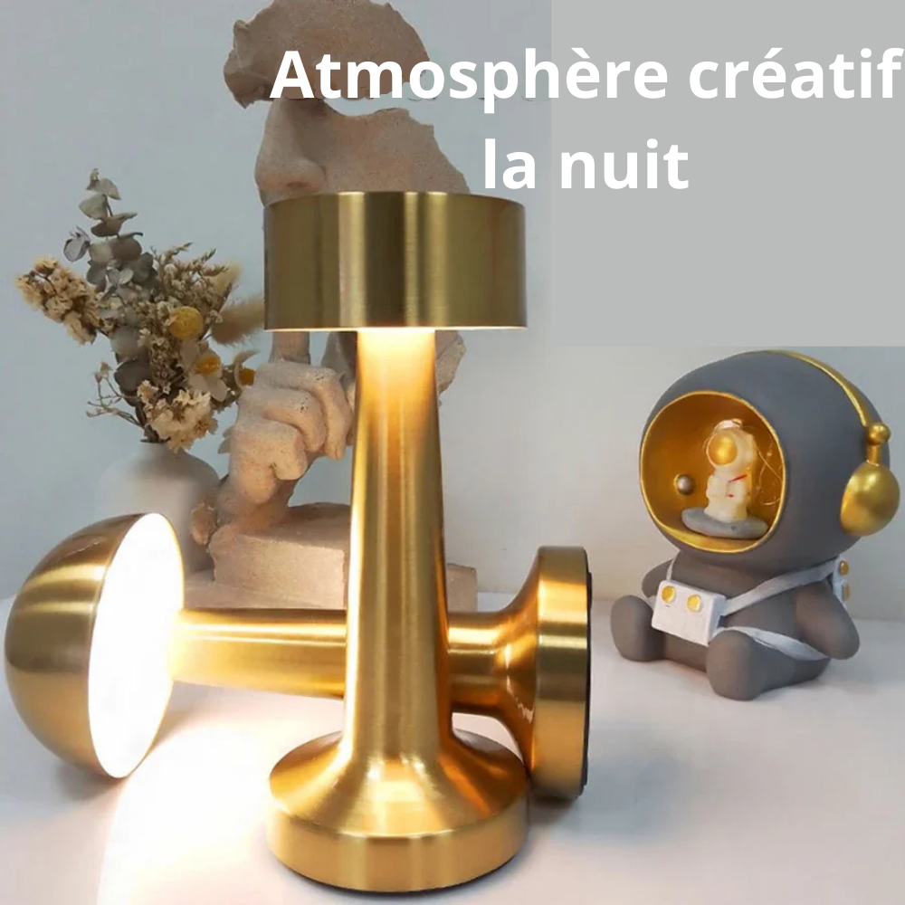 Lampe dorée champignon vintage rond