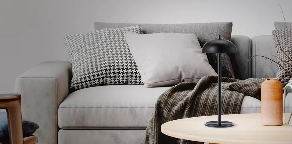Lampe champignon noir de table