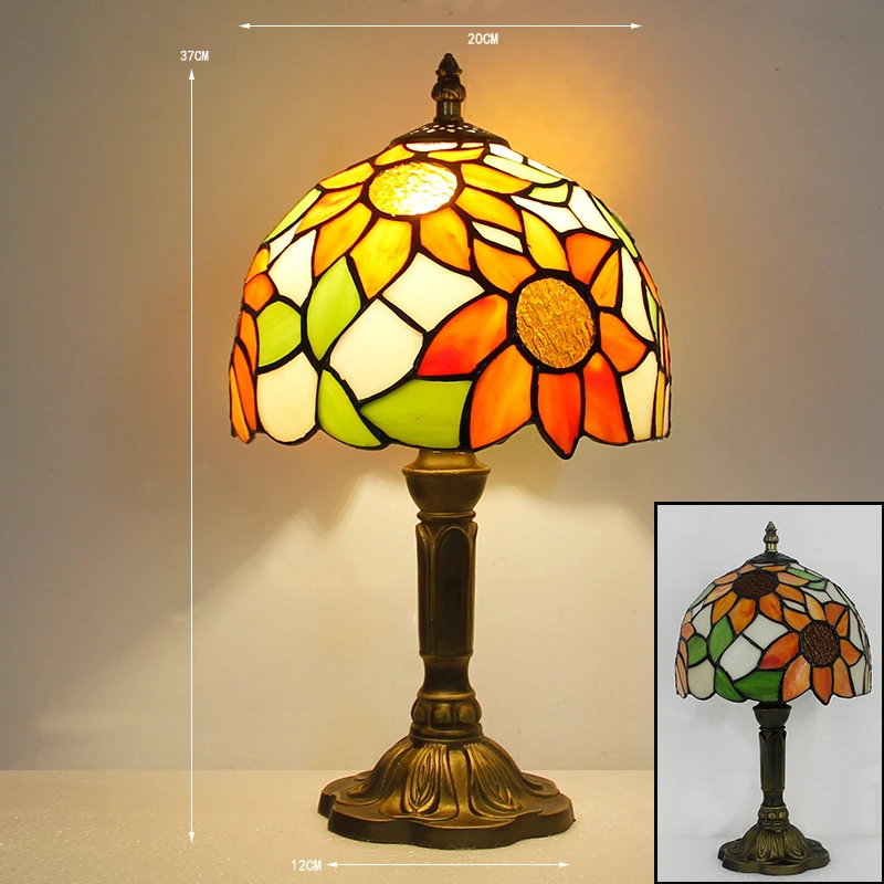 Lampe champignon vintage motif fleur