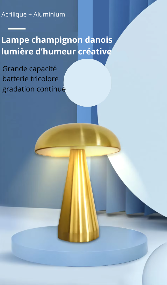 Lampe champignon métal dorée