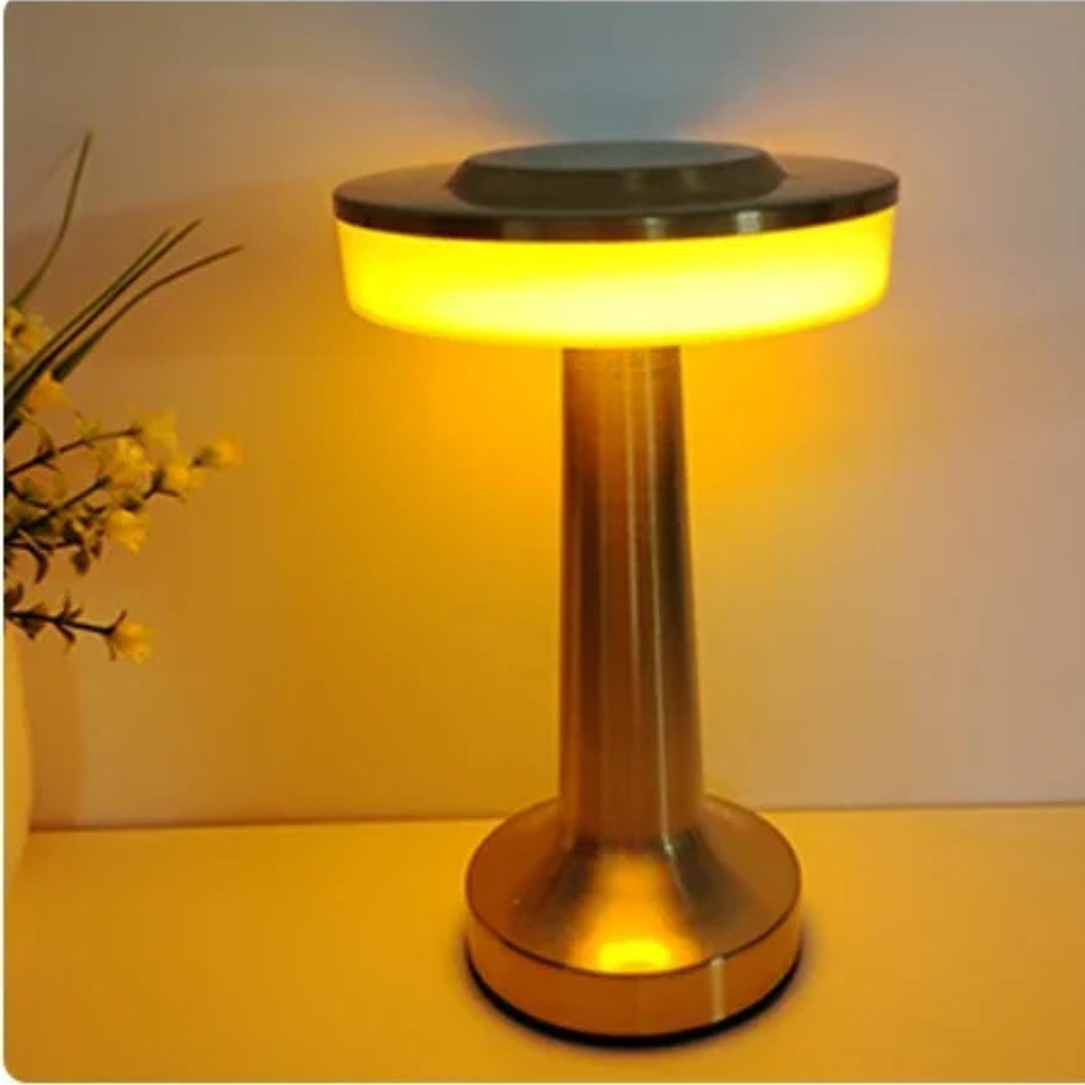 Lampe dorée champignon vintage soucoupe-volante