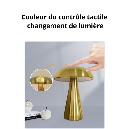 Lampe champignon métal dorée