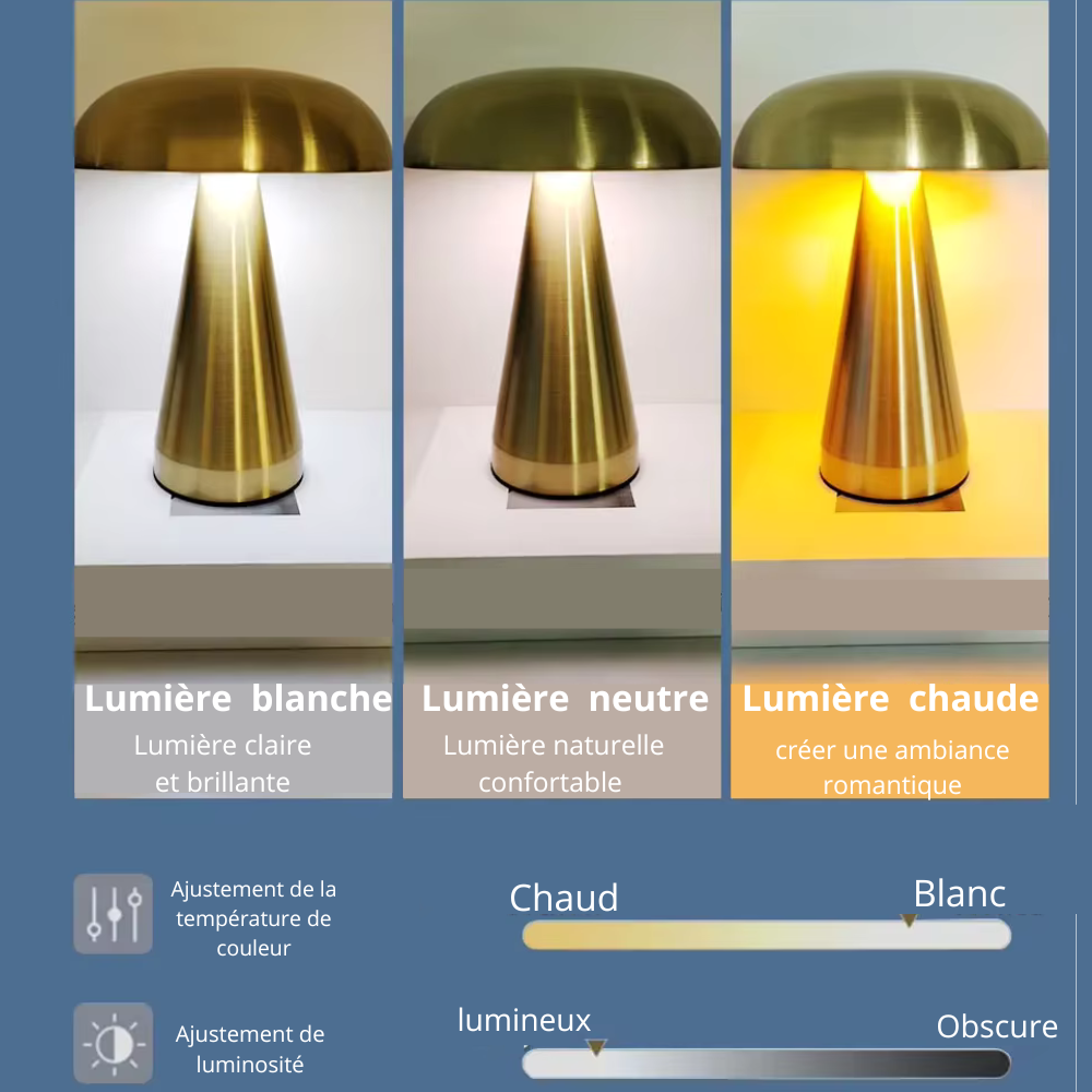 Lampe champignon métal dorée