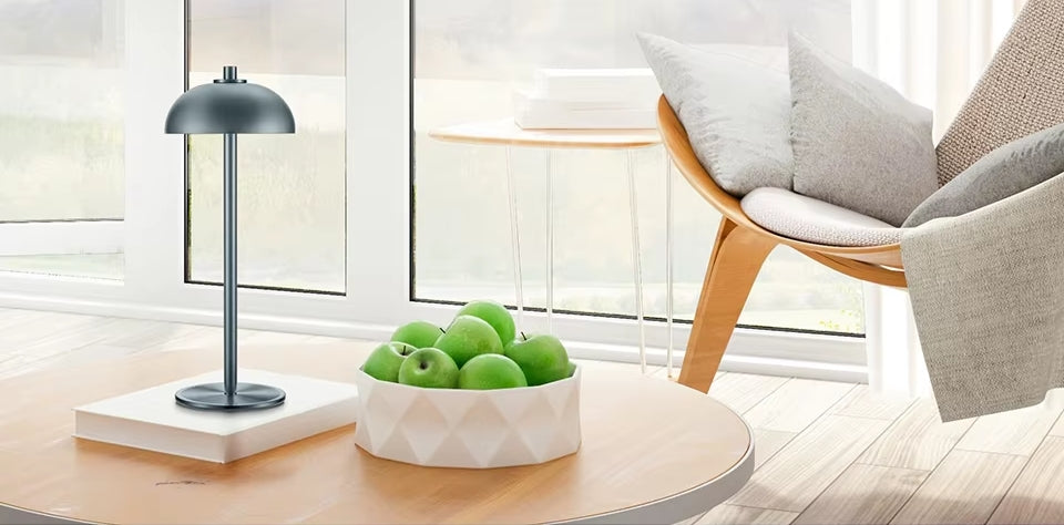 Lampe champignon gris de table