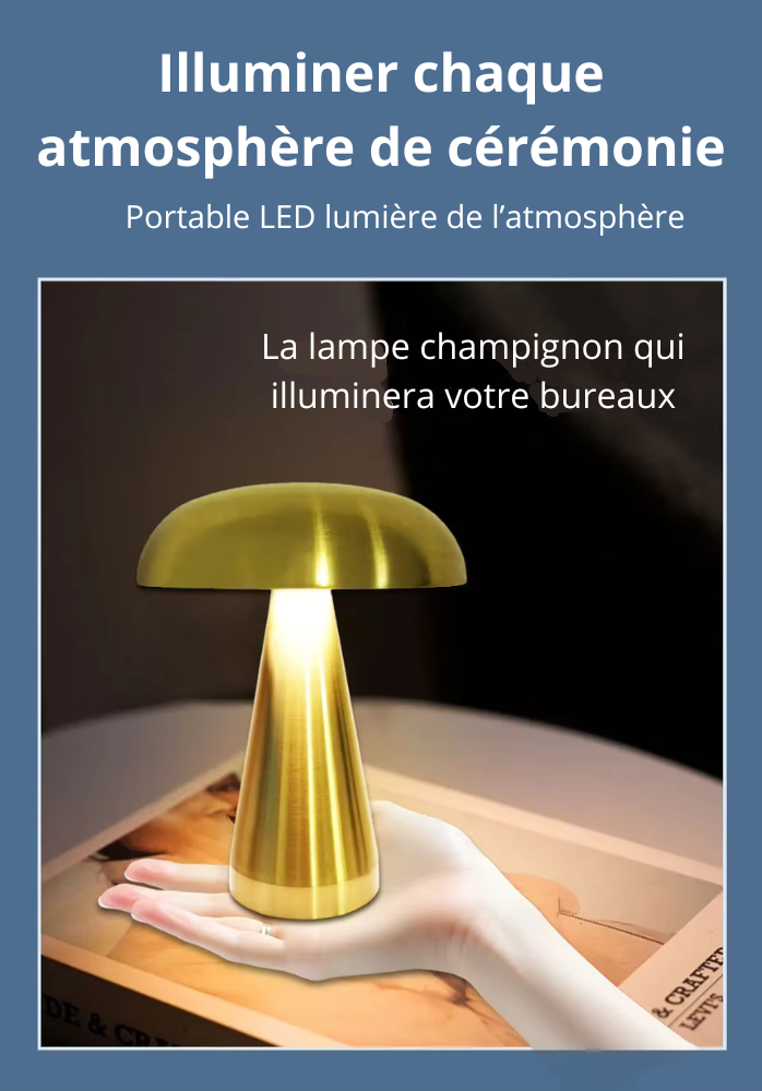 Lampe champignon métal dorée