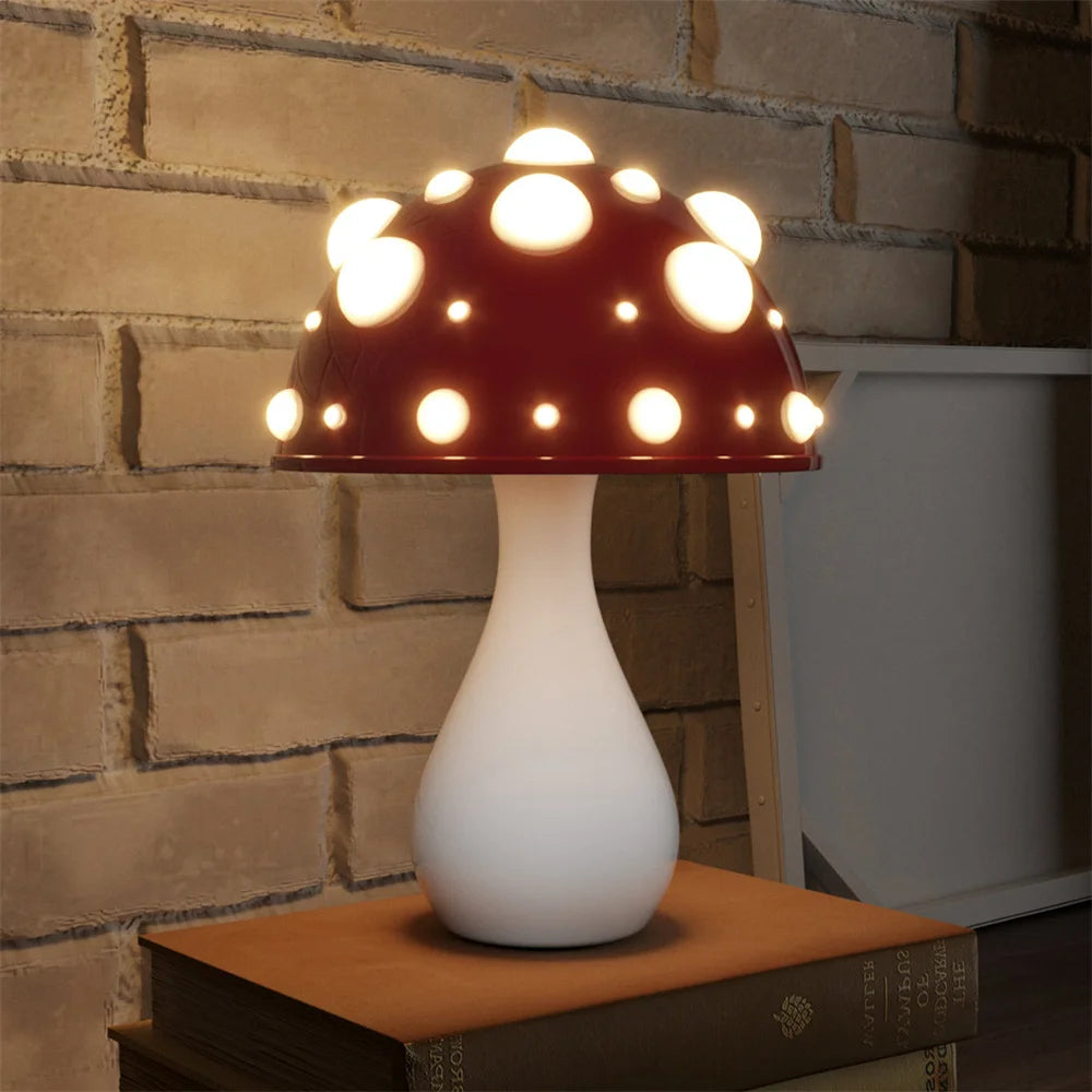 Lampe champignon rouge et blanc