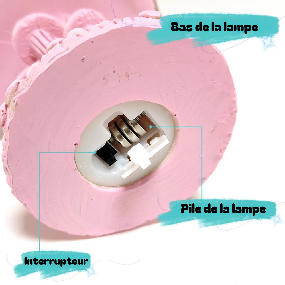 lampe champignon pate de verre rose