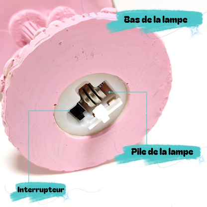 lampe champignon pate de verre rose