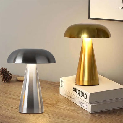 Lampe champignon métal argent