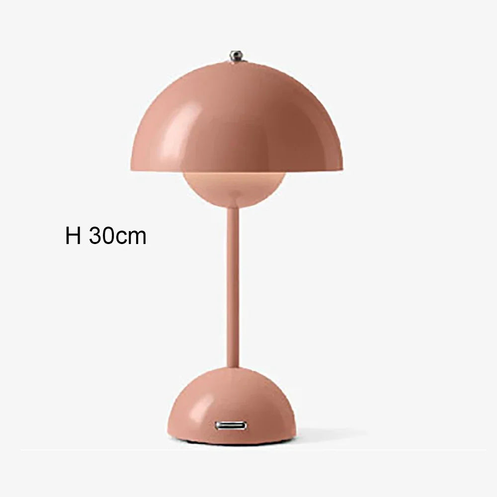 Lampe champignon rose orangé bourgeon