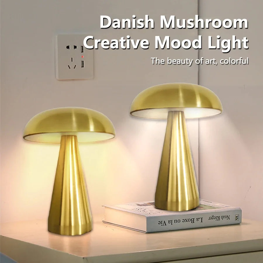 Lampe champignon métal argent