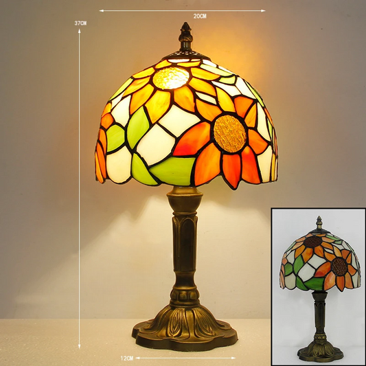 Lampe champignon vintage motif fleur