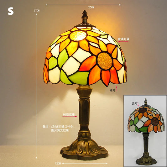 Lampe champignon vintage motif fleur *****S