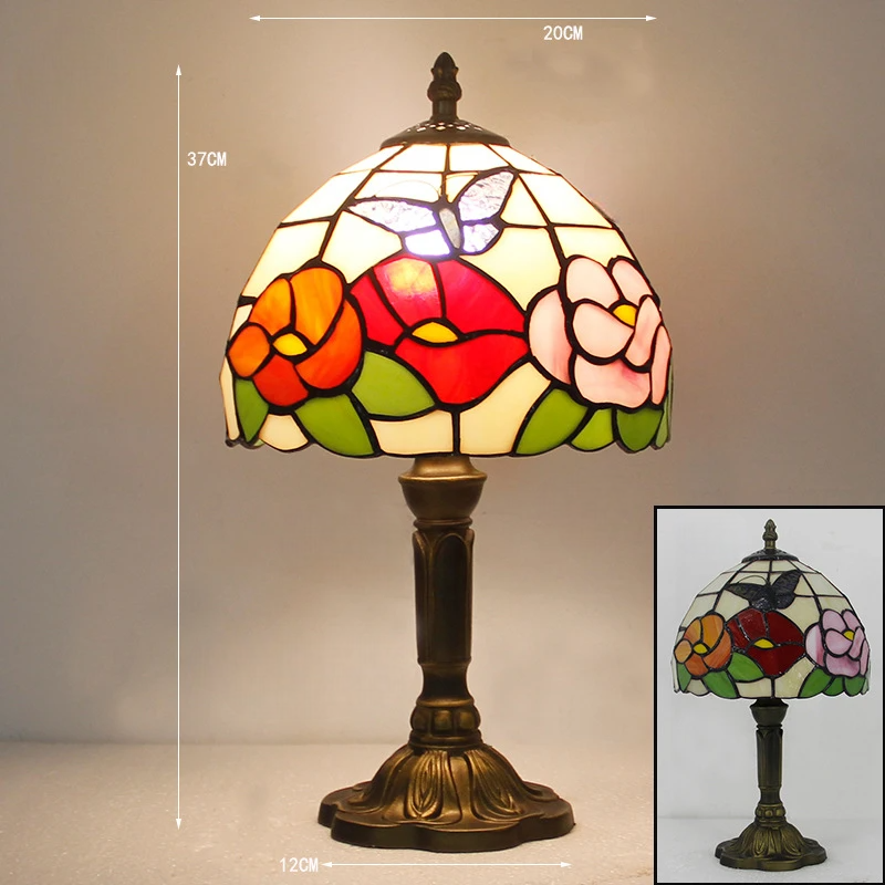Lampe champignon vintage motif floral