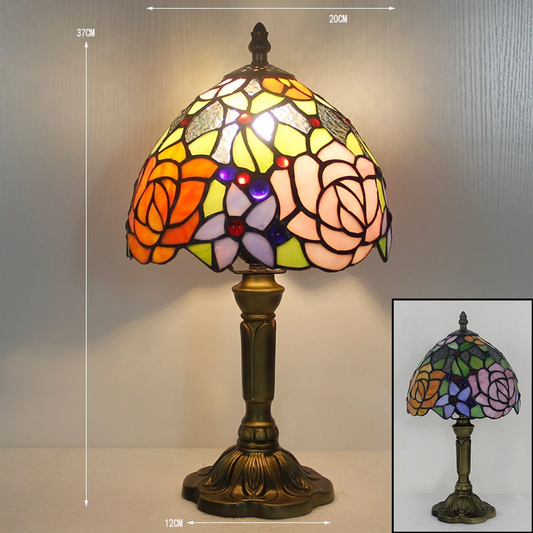 Lampe champignon motif floral vintage