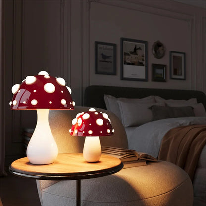 Lampe champignon rouge et blanc