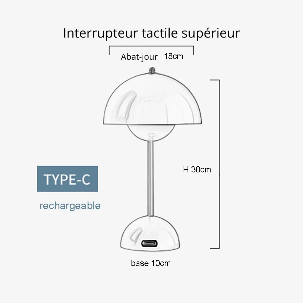 Lampe champignon gris bourgeon